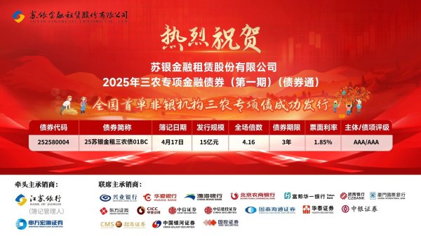 股市策略配资 全国首单非银机构“三农”专项金融债券完成发行 规模15亿元